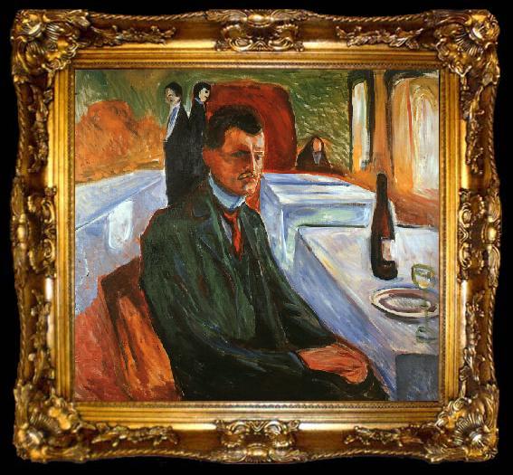 framed  Edvard Munch Self Portrait with a Wine Bottle, ta009-2